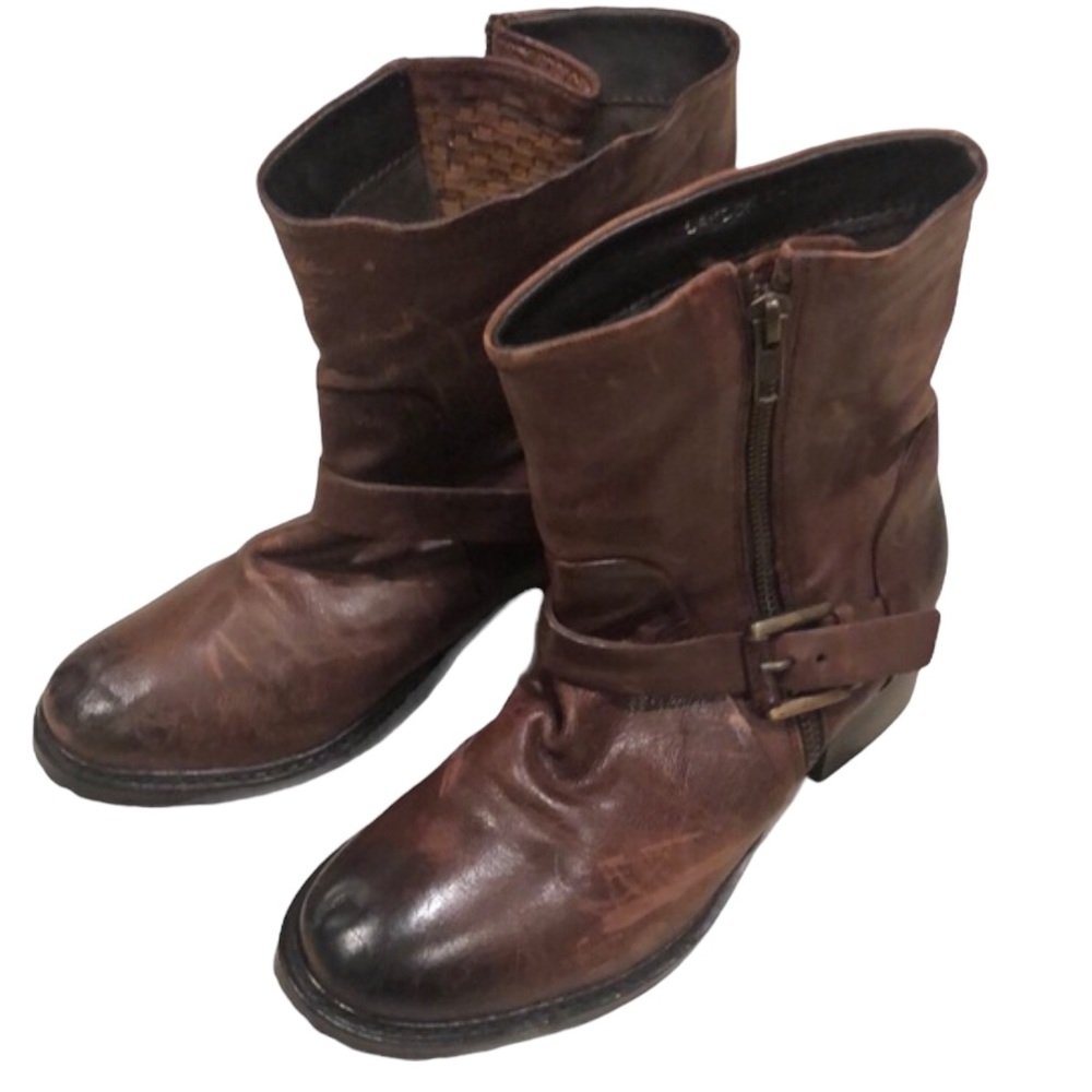 ADAM TUCKER ME TOO LANDON LEATHER ANKLE BOOTS SIZE 6